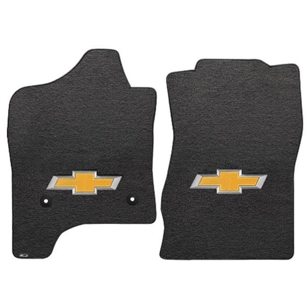 Lloyd Mats Lloyd Mats 620041 Silverado 1500 2014-2015 2 Piece Front Ebony Velourtex Gold Bowtie Logo Mat 620041